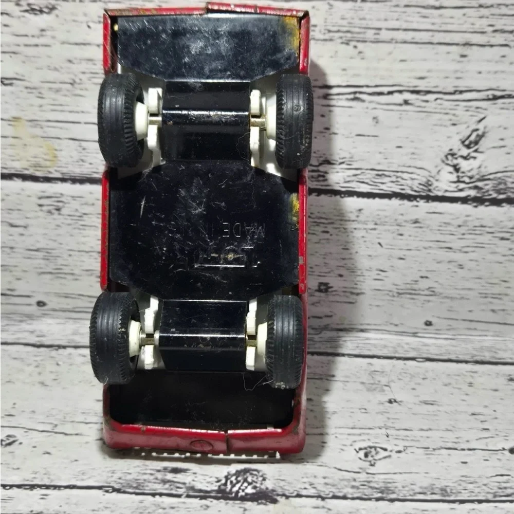 Vintage 1970s Tonka Pressed Steel Mini Red Pickup Truck Utility Truck 4.5